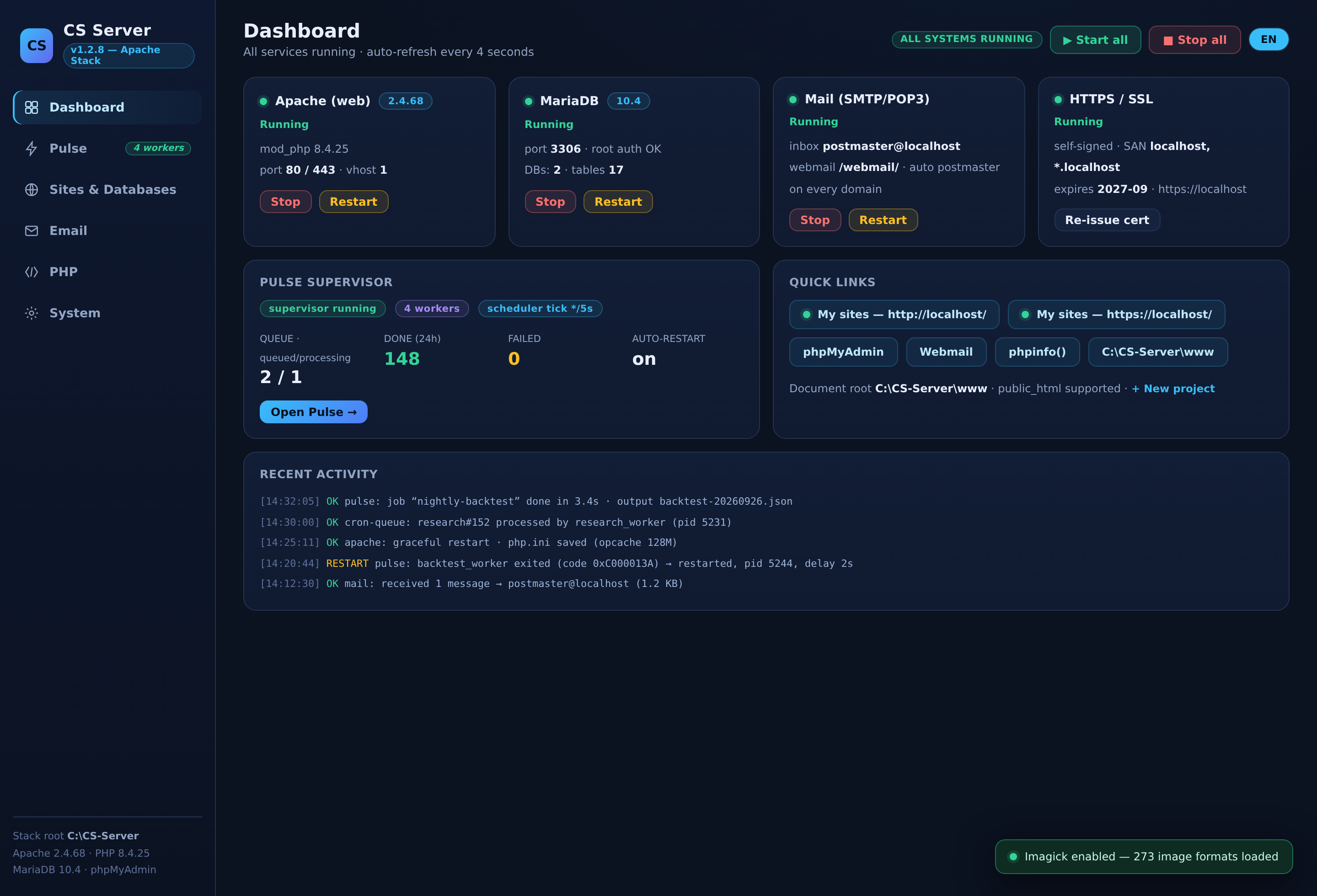CS Server v1.3.3 — Windows Local Hosting Stack & Control Panel — gallery image 1