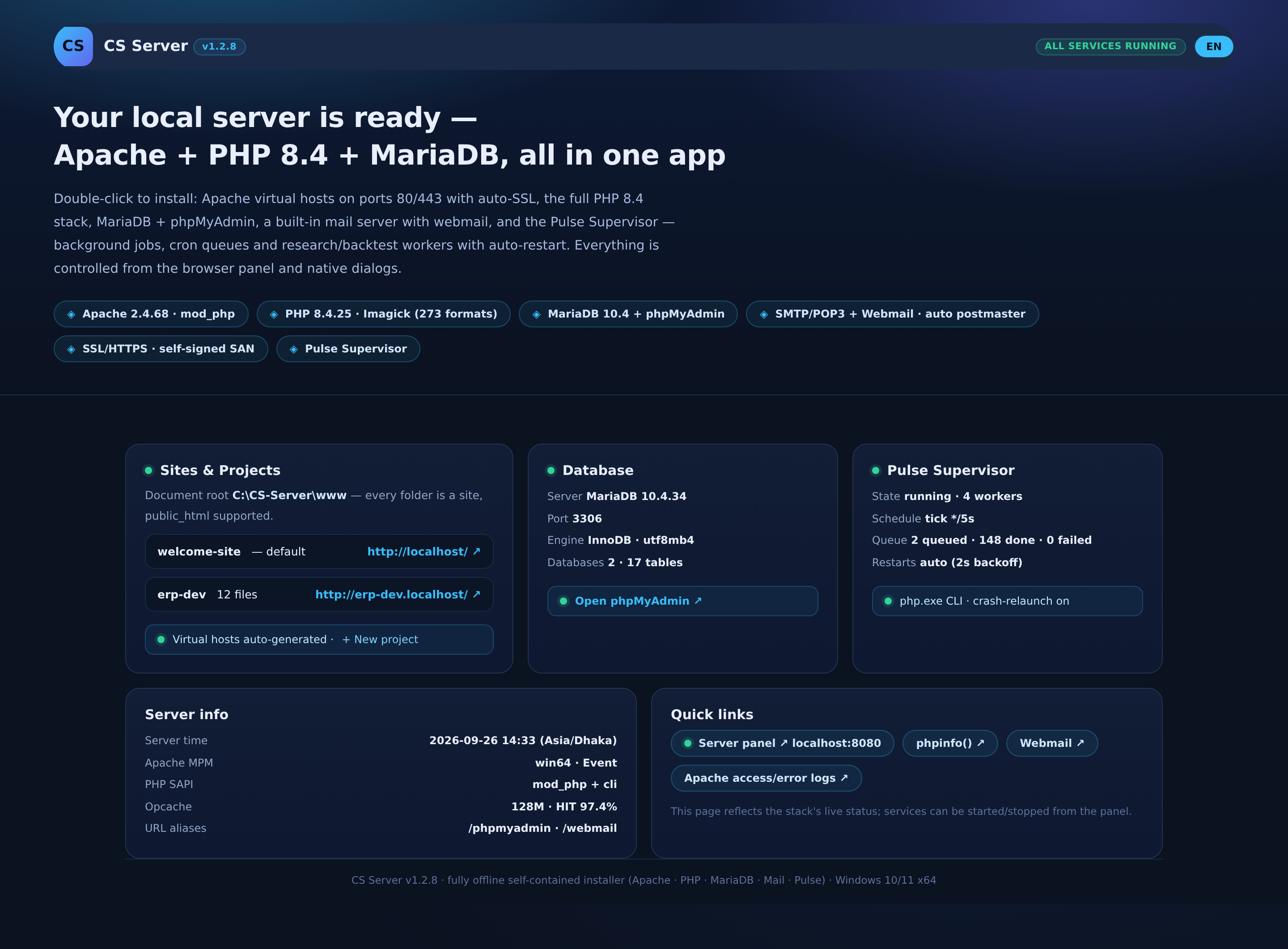 CS Server v1.3.3 — Windows Local Hosting Stack & Control Panel — gallery image 3